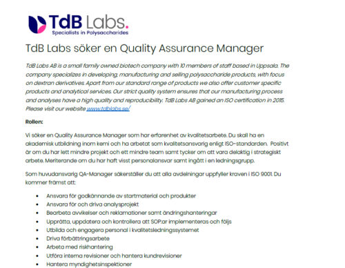 Quality Assurance Manger